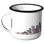 Emaille Tasse Skyline Chicago bei Nacht