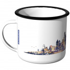 Emaille Tasse Skyline Dallas bei Nacht