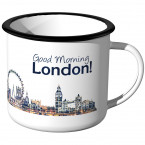 Emaille Tasse Skyline London bei Nacht