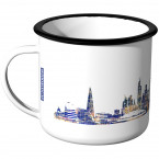 Emaille Tasse Skyline London bei Nacht