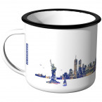 Emaille Tasse Skyline New York bei Nacht