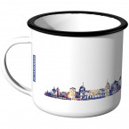 Emaille Tasse Skyline Wuppertal bei Nacht