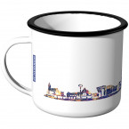 Emaille Tasse Skyline Aachen bei Nacht