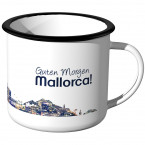 Emaille Tasse Skyline Mallorca bei Nacht