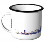 Emaille Tasse Skyline Mallorca bei Nacht