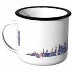 Emaille Tasse Skyline Stockholm bei Nacht