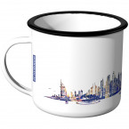 Emaille Tasse Skyline Dubai bei Nacht