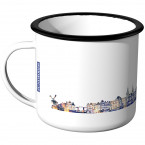 Emaille Tasse Skyline Amsterdam bei Nacht