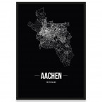 Aachen Stadtposter Straßennetz mit Bilderrahmen