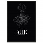 Stadtposter Aue Rahmen Black