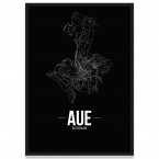 Stadtposter Aue Rahmen Black