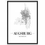 Stadtposter Augsburg Stadtplan mit Rahmen