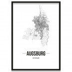 Stadtposter Augsburg Stadtplan mit Rahmen