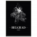 Straßenplan Belgrad Schwarz Poster