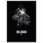 Straßenplan Belgrad Schwarz Poster