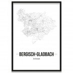 Poster Bergisch Gladbach Stadtplan mit Rahmen