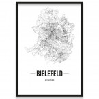 Poster Bielefeld Straßennetz mit Bilderrahmen