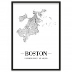 Boston gerahmtes Poster Straßennetz