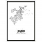 Boston gerahmtes Poster Straßennetz