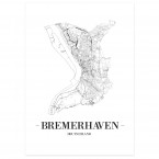 Poster Bremerhaven Stadtplan mit Bilderrahmen