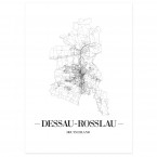 Poster Dessau-Rosslau Straßenplan mit Bilderrahmen