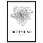 Poster Dortmund Straßennetz mit Bilderrahmen