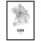 Poster Essen mit Straßenplan mit Rahmen