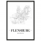 Poster Flensburg mit Stadtplan im Rahmen