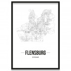 Poster Flensburg mit Stadtplan im Rahmen