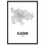Poster Glasgow Straßennetz mit Rahmen