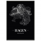 Poster Hagen Straßenplan mit Rahmen