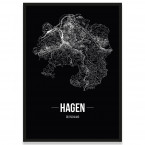 Poster Hagen Straßenplan mit Rahmen
