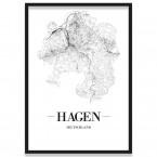 Poster Hagen Straßenplan mit Rahmen