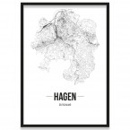 Poster Hagen Straßenplan mit Rahmen