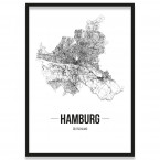 Poster Hamburg Straßenplan mit Bilderrahmen