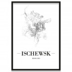 Poster Ischewsk Straßennetz mit Rahmen