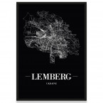 Stadtposter Lemberg mit Straßennetz