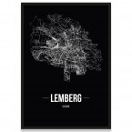Stadtposter Lemberg mit Straßennetz