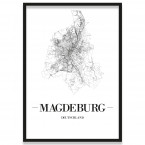 Poster Magdeburg mit Straßennetz im Bilderrahmen