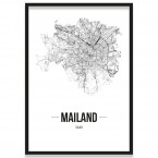 Poster Mailand Straßenplan mit Bilderrahmen
