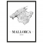 Poster Mallorca Straßennetz mit Bilderrahmen