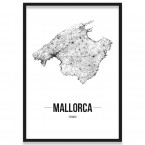 Poster Mallorca Straßennetz mit Bilderrahmen