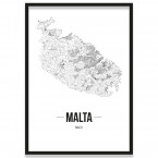 Poster Malta mit Stadtplan mit Bilderrahmen