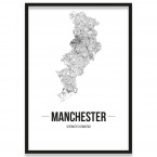 Poster Manchester gerahmt mit Straßennetz