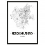 Stadtposter Mönchengladbach Straßennetz gerahmt