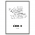 Stadtposter Nürnberg Stadtplan mit Rahmen