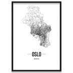 Stadtposter Oslo Straßennetz Bilderrahmen