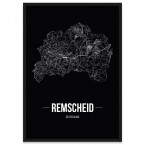 Stadtposter Remscheid mit Straßennetz