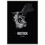 Rostock Stadtplan Poster im Bilderrahmen 