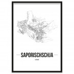 Stadtposter Saporischschja mit Bilderrahmen